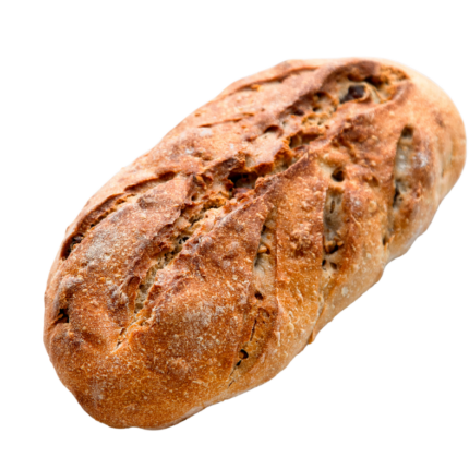 Pão rústico com cortes de lado