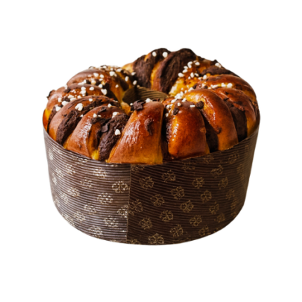 Bolo em forme de coroa com pepitas de chocolate