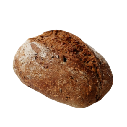 Pão Multicerais com tons acastanhados e sementes